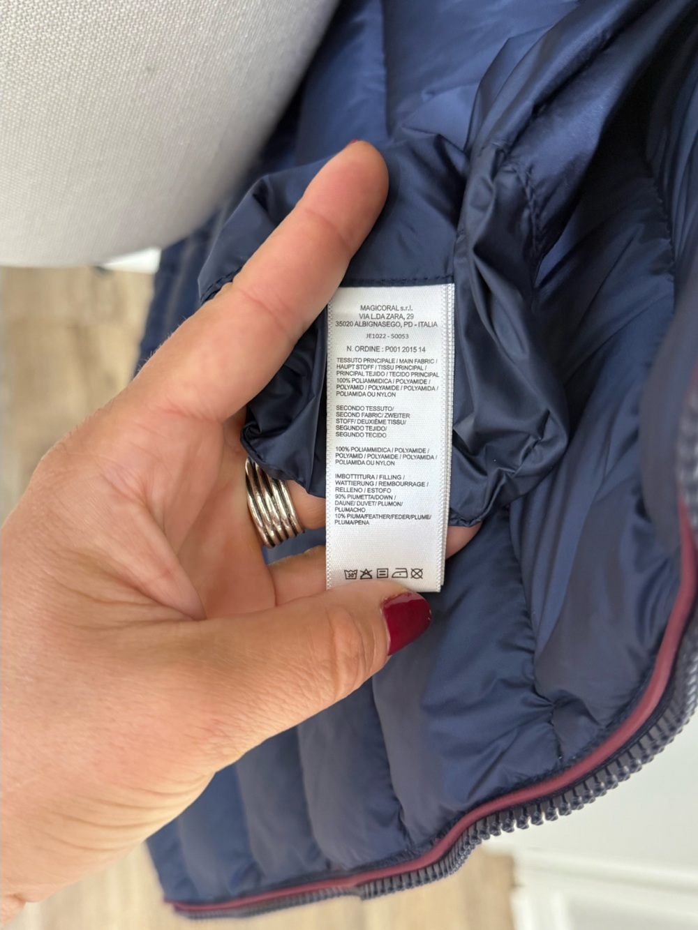 Maliparmi Reversible Long Puffer Vest Women’s 42 Navy Colorblock Lightweight S - Picture 9 of 12